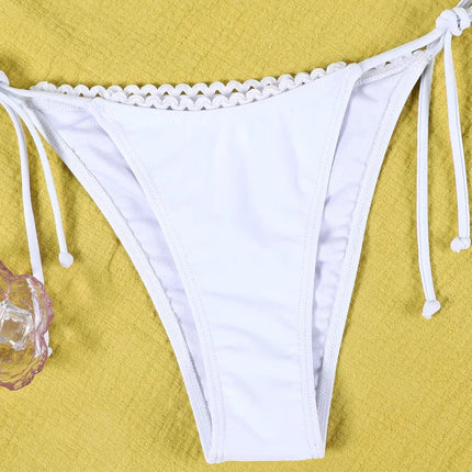 Costume da bagno da donna bianco, bikini a stringhe, vita bassa, push-up, micro bikini due pezzi platinumshop