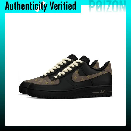 Nike Air Force 1 Abrasion Resistant Height Increasing Low top Skateboard Shoes Unisex Black Brown CW2288-001（Team1921-）