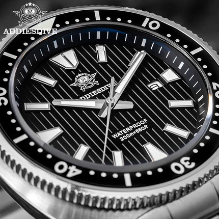 ADDIESDIVE New 200M Waterproof Quartz Watch Sapphire Crystal BGW9 Luminous Ceramic Bezel Stainless Steel Diving Watch AD2507