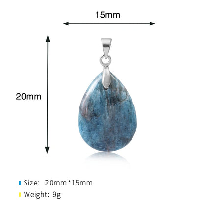 New Fashion Natural Stone Crystal Pendant Teardrop Simple Pendant Necklace Earrings Making Jewelry With Chain collar PlatiNum