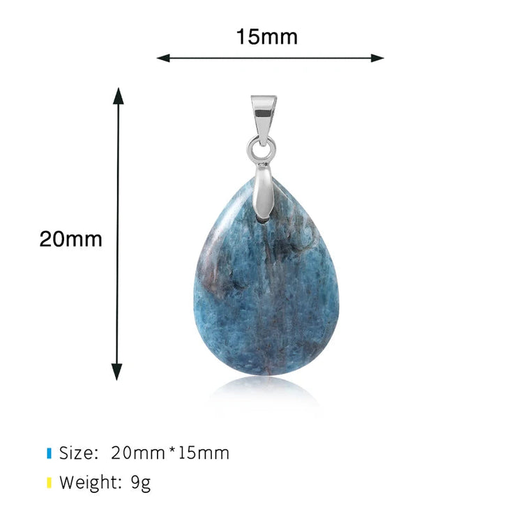 New Fashion Natural Stone Crystal Pendant Teardrop Simple Pendant Necklace Earrings Making Jewelry With Chain collar PlatiNum