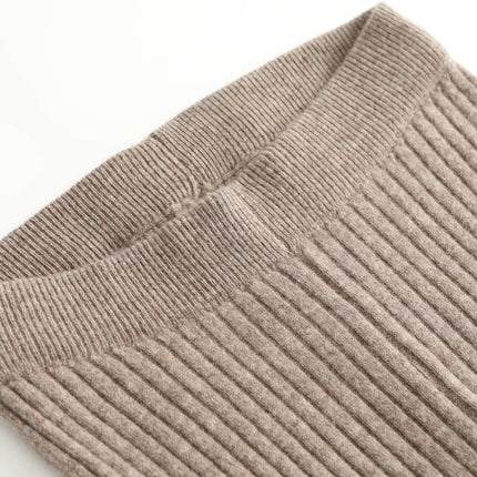 100% Merino Wool Striped Leggings Women's Winter Warm Knitted Tights Solid Color Women's Trousers PlatiNum