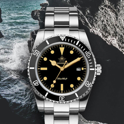 ADDIESDIVE 39mm Men's Analog Quartz Watch Ceramic Bezel K1 Domed Glass 200m Water Resistance C3 Super Luminous  Men's Dive Watch