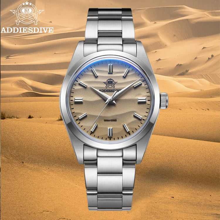 ADDIESDIVE 36mm Men Watch Without Logo AD2030 VH31 Quartz Watch 10Bar Waterproof 316L Stainless Steel Sand Dial Wristwatch New