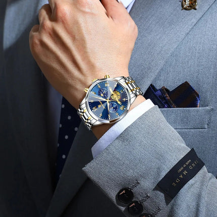 POEDAGAR Orologio da uomo di lusso Top originale impermeabile cronografo luminoso orologio da polso da uomo al quarzo in acciaio inossidabile orologi da uomo Reloj platinumshop
