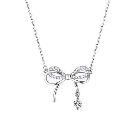 3 pezzi 925 Sterling Silver Crystal Bownot collana bracciale orecchini Set di gioielli per le donne uomo matrimonio fidanzamento gioielli per feste platinumshop