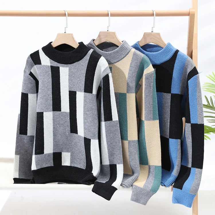 Fashion Fall Winter Japanese Style Turtleneck Sweater Men High End Mens Christmas Sweaters Thick Warm Striped Pullover