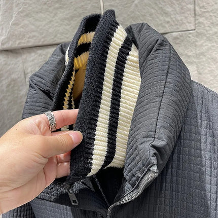 Winter Men Thick Warm White Duck Down Jacket Fashion Stand Collar Spliced Windproof Overcoat Loose Fit Casual Outside Down Coat