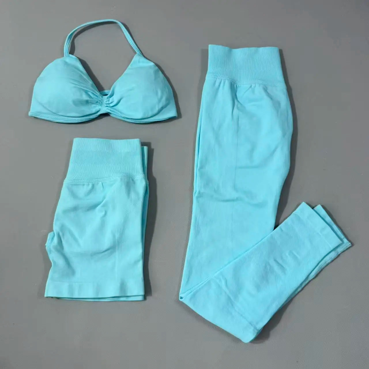 Yoga fitness set 3pcs Impact Gym Set Women Bras and Yoga Set High Waist Scrunch Seamless Shorts Fitness Clothes Activewear Work