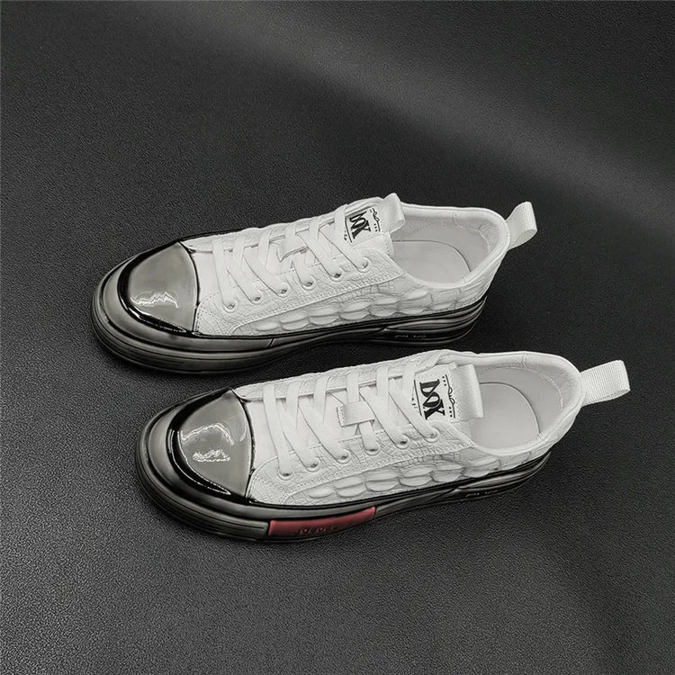 New Designers Genuine Leather Alligator Pattern All Match Sneaker For Men Casual Shoes Flats Walking Footwear Zapatos Hombre