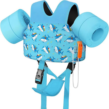 Kids Swim Vest for Toddlers Floaties for Swimming Armbands 15-70 lbs Cartoon Swim Water Wings with Crotch Strap Child Pool Floats Vest