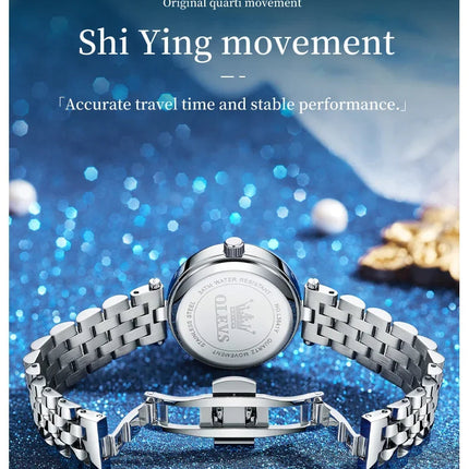 OLEVS 3641 Elegante orologio al quarzo da donna impermeabile Quadrante stellato luminoso in acciaio inossidabile con confezione regalo - Accessorio alla moda da donna platinumshop