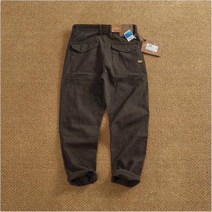 Autumn And Winter New American Retro 100% Cotton Multi-pocketed Washed Old Straight Casual Pants Loose Fashion Cargo Trousers