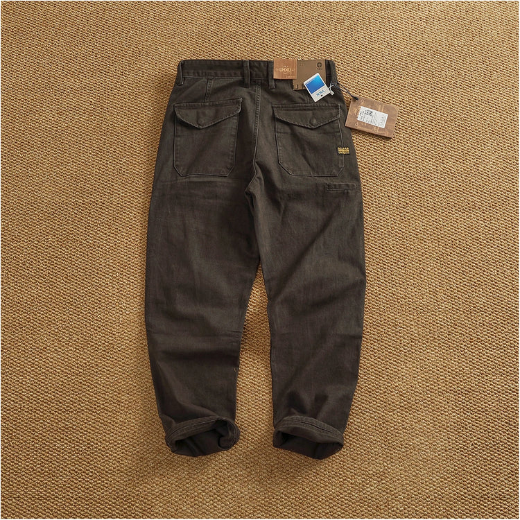 Autumn And Winter New American Retro 100% Cotton Multi-pocketed Washed Old Straight Casual Pants Loose Fashion Cargo Trousers