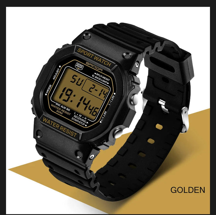 SANDA G Style LED Orologio digitale Unisex Antiurto Impermeabile Orologi sportivi Ragazzo Ragazza Cronometro Orologio elettronico a LED militare platinumshop