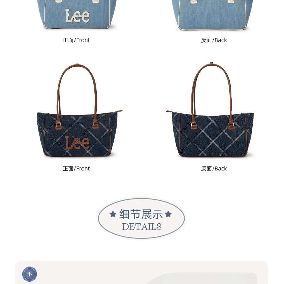 LEE Women Crossbody Shoulder Bag Double-strand Arched Handle Design Daily Travel Shopping Bag Stylish College Student Tote Bag