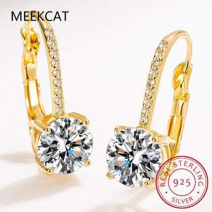 18K Gold 2 Carat Moissanite Hoop Earrings 8mm Lab Diamond Earring for Women Original 925 Silver Jewelry Huggies PlatiNum