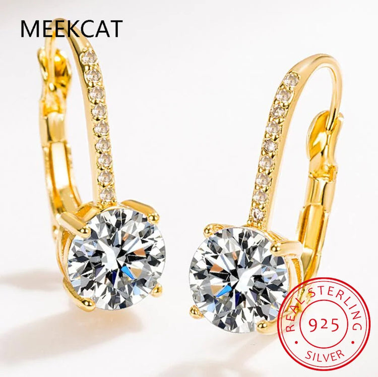 18K Gold 2 Carat Moissanite Hoop Earrings 8mm Lab Diamond Earring for Women Original 925 Silver Jewelry Huggies PlatiNum