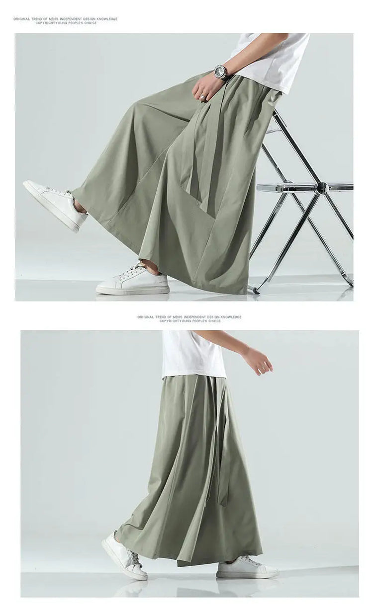 Abbigliamento da uomo in stile cinese estate sottile seta di ghiaccio pantaloni larghi Casual da uom