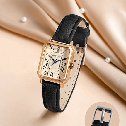LUCKY FOX 2 pezzi confezione regalo di lusso leggera set braccialetto orologio orologio al quarzo quadrato da donna semplice e alla moda regalo del festival Reloj platinumshop