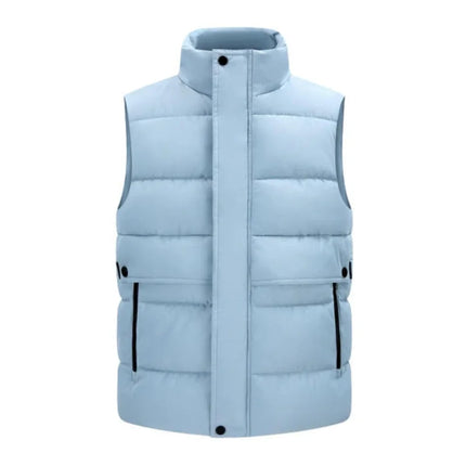 Winter High-density T400 Small-interval Warm Cotton-padded Vest Double Front Flap with Snap Buttons and Zippers