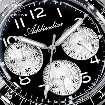 ADDIESDIVE New Chronograph 0S20 Quartz Wristwatch Luxury Men Watch Ceramic Bezel Domed Glass 100m Waterproof BGW9 Luminous