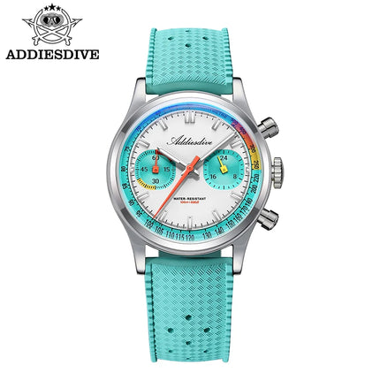 ADDIESDIVE Chronograph Quartz Watches For Men 100M Waterproof Multifunctional Wristwatch AD2549 Bubble Glass BGW9 Luminous Watch