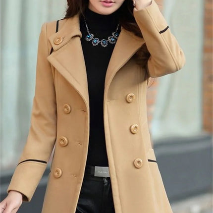 2023 New Korean Winter Woman Wool Coat Long Warm Female Woolen Coat Female Autumn Fashion Double-Breasted Jacket Outerwear