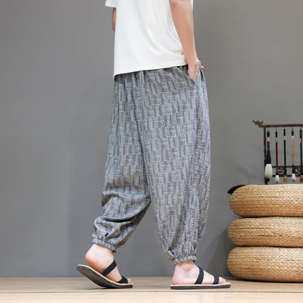 Pantaloni a Gamba Larga Stile Cinese in Corduroy, Pantaloni Lantern da Uomo, Comodi e Traspiranti per Autunno e Inverno, Jogger Casual