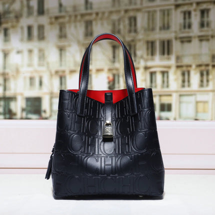 CH Large Capacity Handbag Luxury Brand Temperament Letter Print with Lock Design 2025 Trendy Women's Crossbody Bag PlatiNum