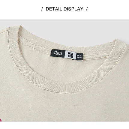 T-shirt à manches courtes Semir pour femme, longueur moyenne, joli motif, style rétro, nouvelle collection été 2025, haut ample respirant, style de niche