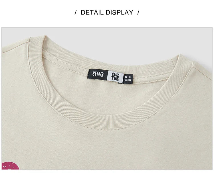 T-shirt a maniche corte Semir da donna, lunghezza media, fantasia carina, stile retrò, nuova collezione estiva 2025, top ampio traspirante, stile di nicchia