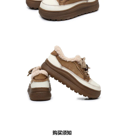 ZXRYXGS 2025 Top Layer Cowhide Women's Winter Sneakers Warm Shoes Platform Increase Shoes Casual Sneakers Snow Shoes Large Size