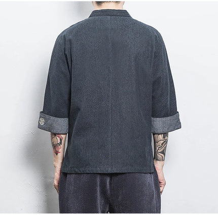 Camicia stile giapponese Kimono Haori Samurai Vestaglie Abito Cinese Hanfu Cardigan Giacche Retro Top Moda Cappotti di jeans Camicetta casual