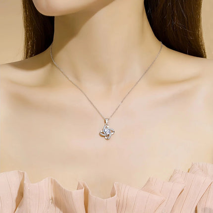 Nuova Collana in Argento Sterling 925 con Pendente in Zirconia 5A per Donna, Gioielli da Matrimonio, Accessori Raffinati, Catena alla Moda, Regalo per Feste PlatiNum