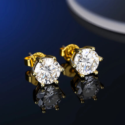 100% Real Sterling Silver S925 Moissanite Earrings Stud  With 2 Certificate D VVS1 Pass Diamond Test Pen For Women Men Jewelry PlatiNum