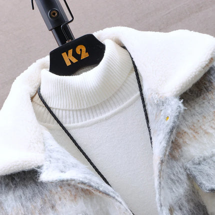Retro Men's Woolen Coat Winter Add Velvet Keep Warm Jackets Classic Plaid Print Loose Casual Trench Blends Jacket Men Clothing