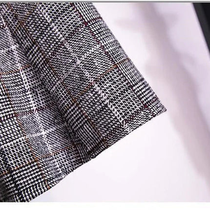 Large Size Women's Autumn Winter Elastic Waist A-line Skirt Woman Skirts Faldas Jupe Korean Retro Plaid Mid-Long Skirts Size 4XL PlatiNum