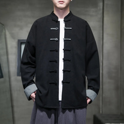 Camicie da Uomo Retrò Cinesi Traspiranti Stile Tang, Comode per Kung Fu e Tai Chi, Casual a Maniche Corte, Tinta Unita