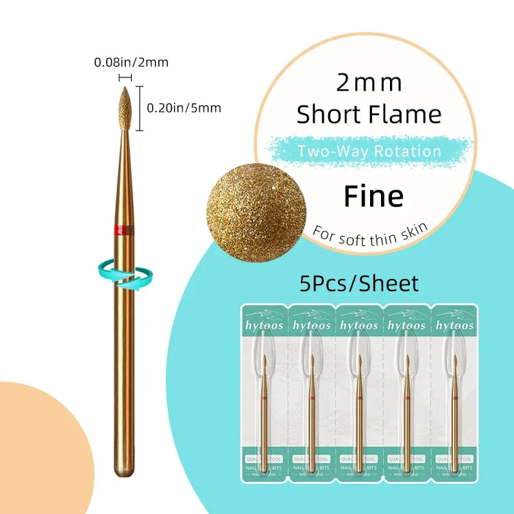 HYTOOS 5Pcs/Set Titanium Nail Drill Bits Diamond Cuticle Clean Nail Bit Professional Safety Cuticle Dead Skin Nail Cleaner Tool