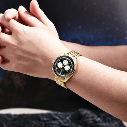 Nuovo Orologio da Uomo PAGANI DESIGN Golden Moon 2026, Orologio al Quarzo di Lusso, Cronografo Sportivo, Vetro Zaffiro AR, Impermeabile, Regalo platinumshop