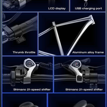 Bicicletta elettrica E8 29'' EBYCCO con motore da 48V 17.5Ah e pedalata assistita per il pendolarismo quotidiano