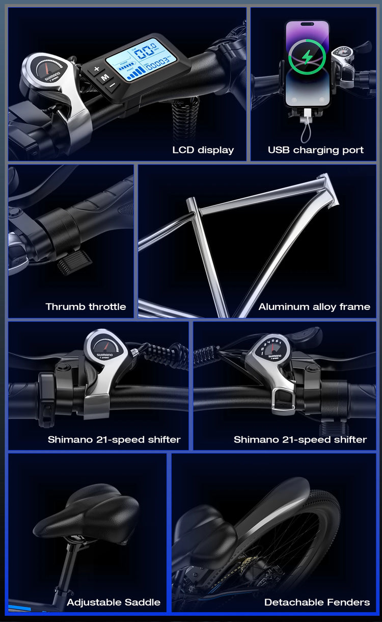 Bicicletta elettrica E8 29'' EBYCCO con motore da 48V 17.5Ah e pedalata assistita per il pendolarismo quotidiano