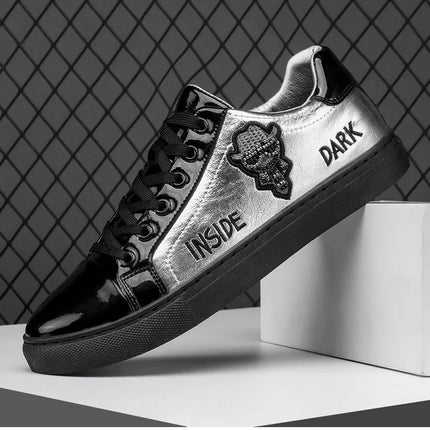 Men Casual Shoes Patent Leather Flats Skate Men Cool Driving Shoes Male Walking Shoes Sneakers Dress Trend the Latest Leisure
