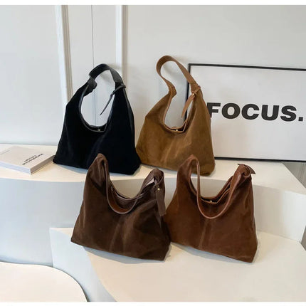 Women Suede Shoulder Bag with Zipper Hobo Bags Large Capacity Handbag Slouchy Bag Commuter Travel Bag Purses and Handbags PlatiNum
