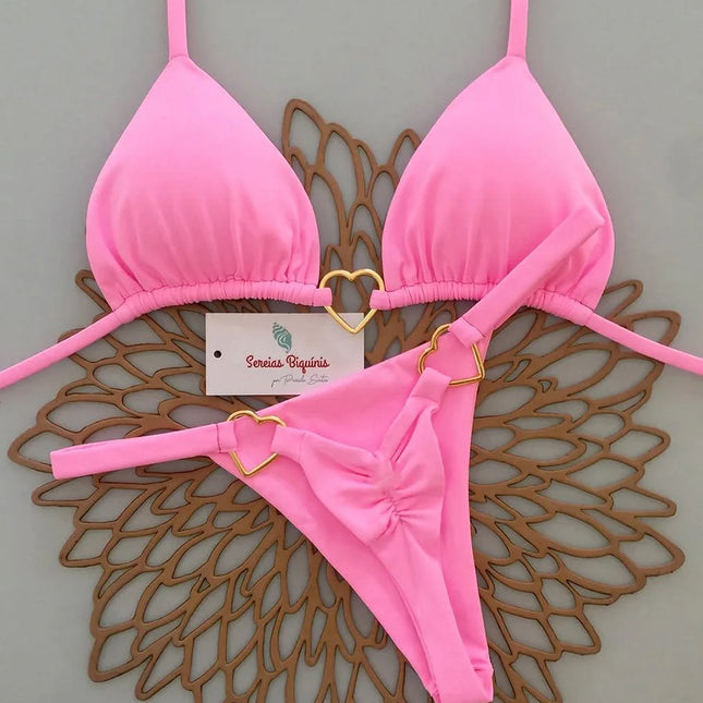 Women's Micro Bikini 2026 Push Up, Sexy Swimsuit, Solid Color Brazilian Bikini Set, Biquini, Summer Beachwear