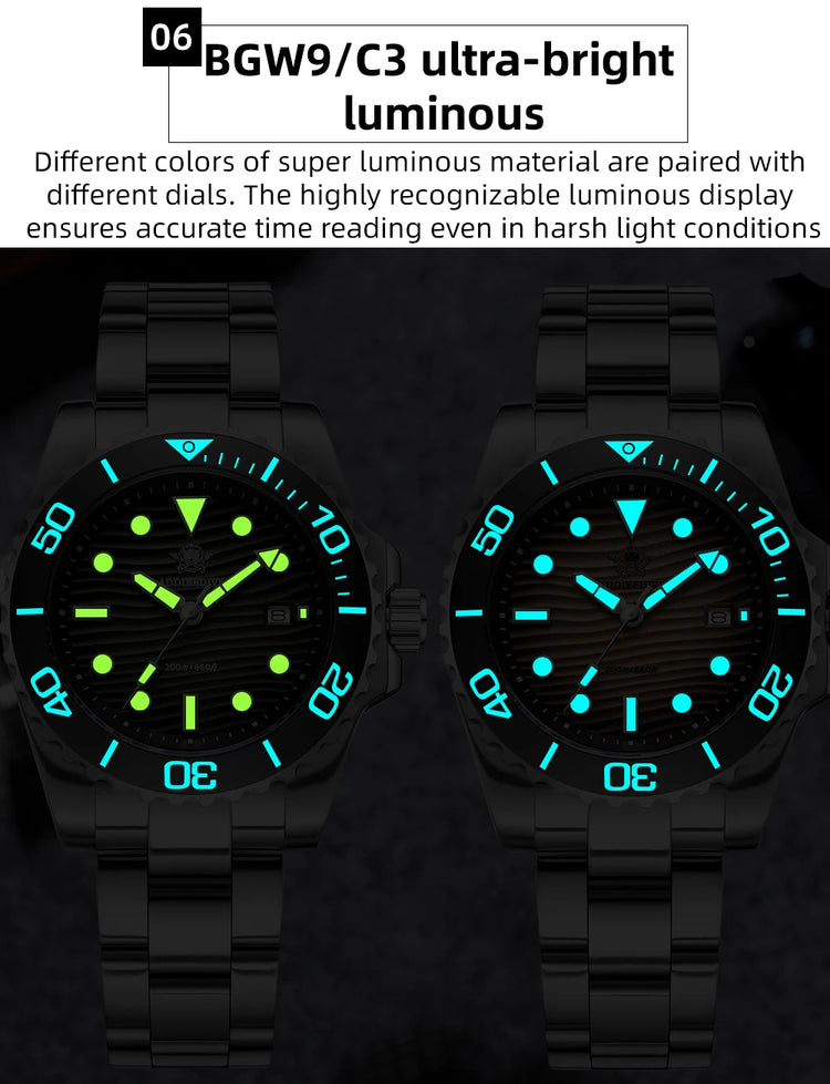 ADDIESDIVE Luxury Men's Quartz Watch Japan 2115 Stainless Steel Diving Luminous Watches 200m Waterproof High-End Wristwatch New