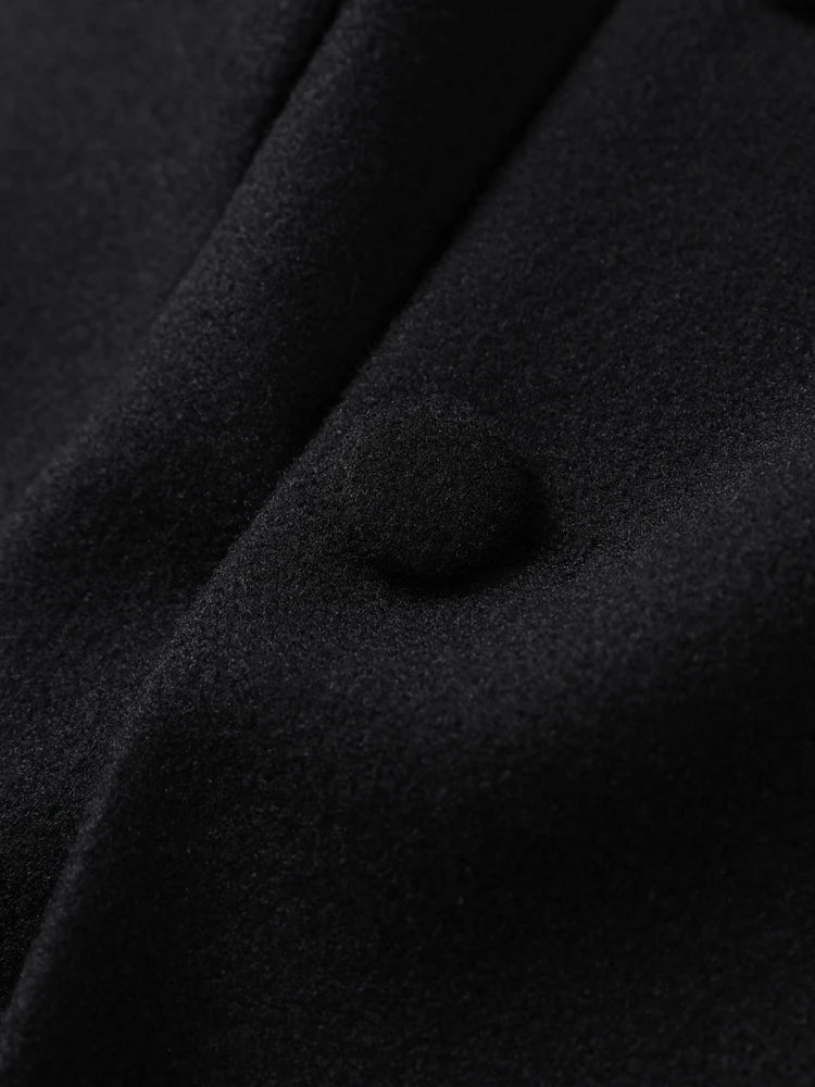 Women's Long Coat Slim V Neck Single Breasted Overcoats Shoulder Pad Maxi Jackets with Belt 2025 New Winter Lady Commute Outwear
