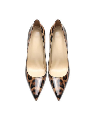 2025 New High Heels Women's Thin Heel French Sexy Leopard Pattern Internet Red Single Shoe 12CM Large Widening Thin Heel PlatiNum