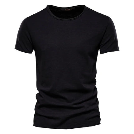 Men's 100% Cotton Branded Quality T-shirt V-Neck Fashion Design Slim Fit Solid Men's T-shirt Top Tees Short Sleeve T-shirt for Men
